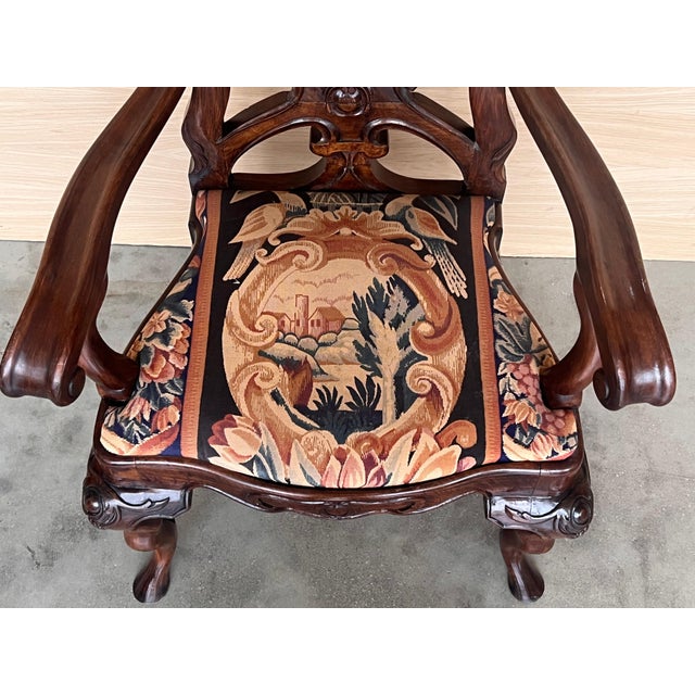 Pair of Gothic Chippendale Dining Armchairs in Solid Mahogany , 1890 For Sale - Image 12 of 18