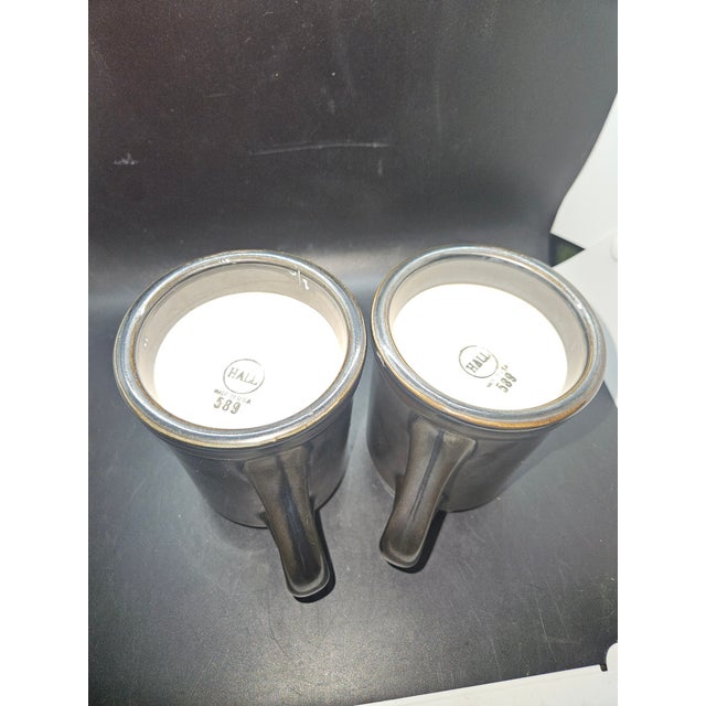 American Set of Two, Hall Pottery Usa Gray Beer Stein Tankard Mug #589 Vintage For Sale - Image 3 of 3