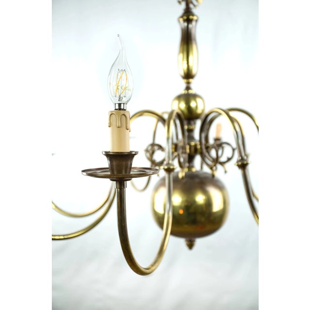 Flemish Brass 8-Armed Chandelier For Sale - Image 3 of 9