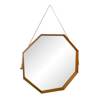 Italian Teak Wood Mirror, 1950s For Sale