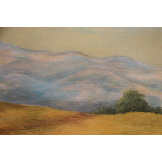 Paper Countryside Barn at Dusk Below Mt. Tamalpais - Original Oil Pastel on Paper by Grace Anna Pfister For Sale - Image 7 of 8