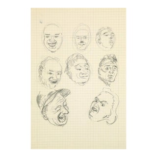 Drawing of Faces, C. 1960 For Sale