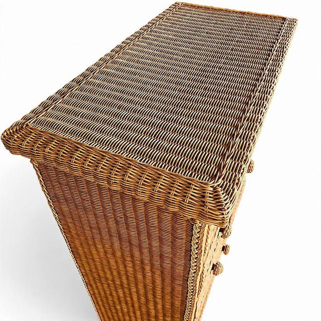 Vintage Wicker Dresser / Chest of Drawers in Boho Chic Coastal Style For Sale - Image 3 of 5