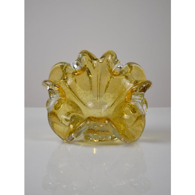 Amber Murano Glass Ashtray with Controlled Bubbles, Italy, 1960s For Sale - Image 9 of 16