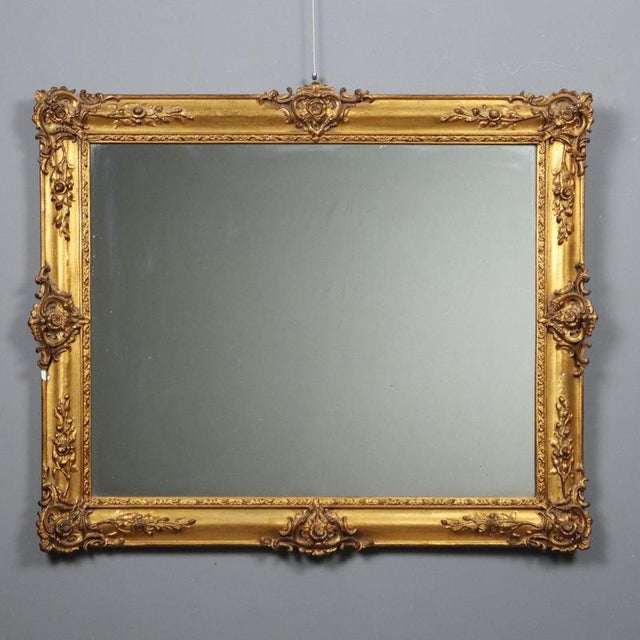 Mirror with Carved and Gilded Wooden Frame and Panel For Sale - Image 11 of 11