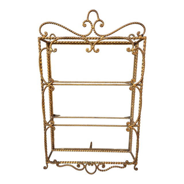 Hand Forged Gilt Wall Shelf From Italy For Sale