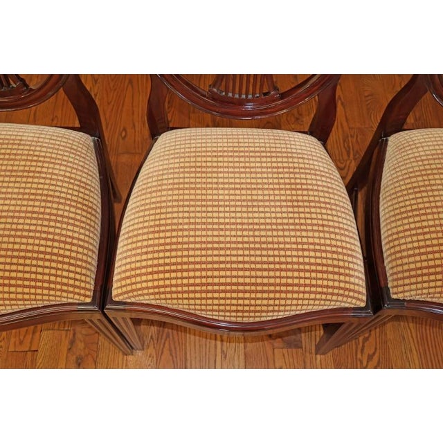 1990s Stunning Set of 8 Mahogany Inlaid Hepplewhite Regency Style Sheild Dining Chairs For Sale - Image 17 of 17