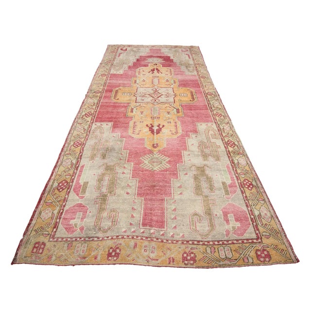 Vintage handknotted wool rug from Konya region of Turkey. Approximately 50-60 years old. In very good condition