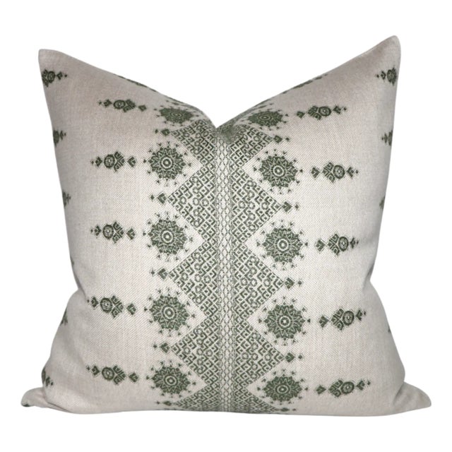 Carmania Pillow Cover in Green, 22x22 Pillow For Sale