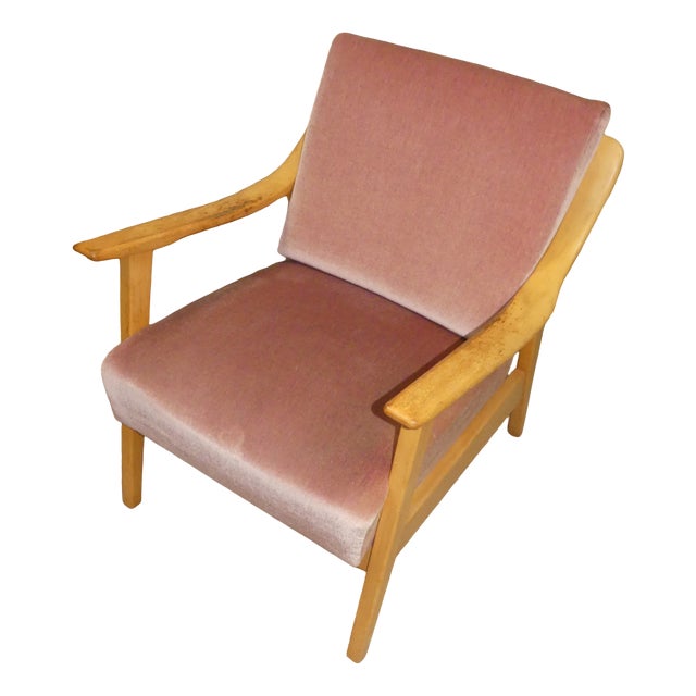 Mid-Century Modernist Easy Armchair in Light Wood, 1950s-1960s For Sale