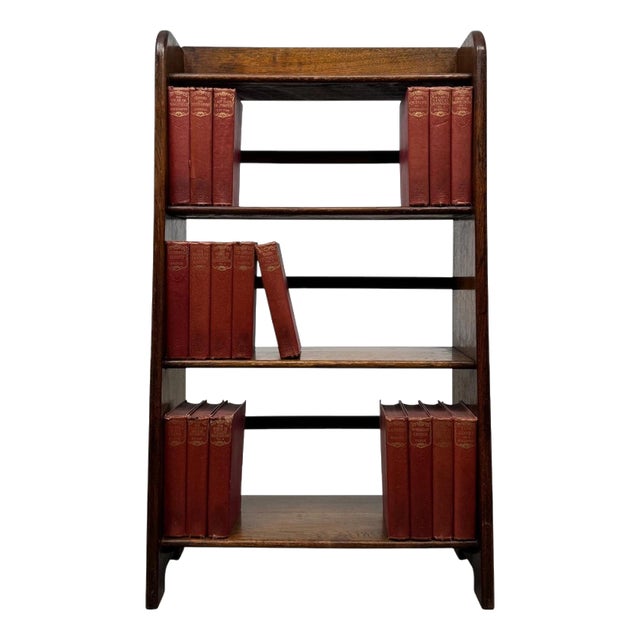 Antique English Oak Open Bookcase For Sale