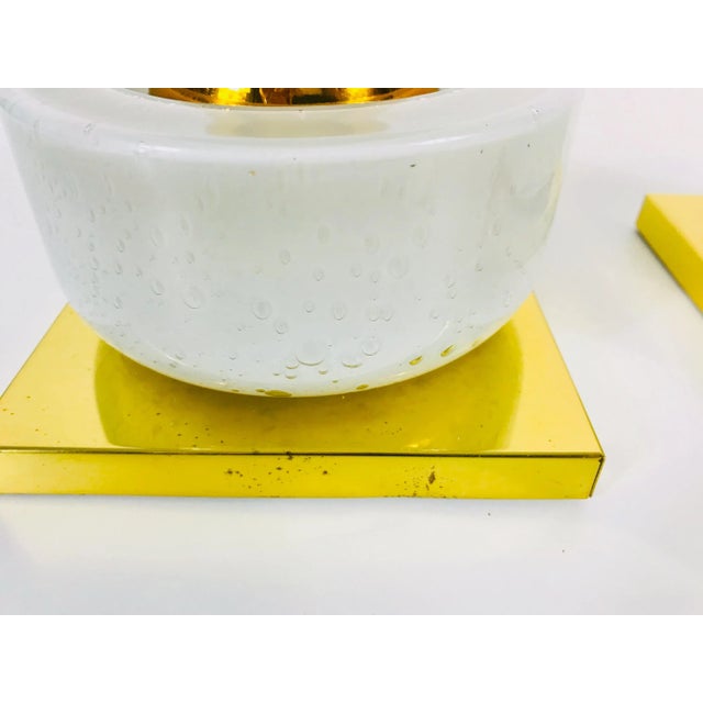 1980s Modernist Brass and Bubble Glass Wall Lamps by Limburg, Germany - a Pair For Sale - Image 10 of 13