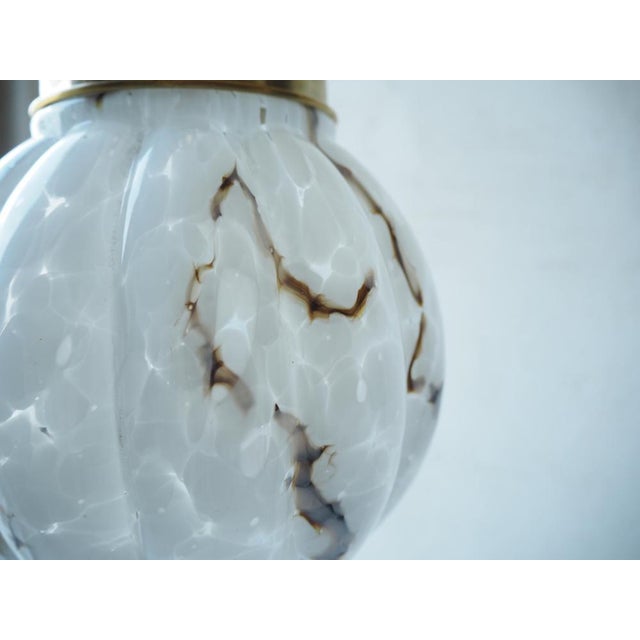 White Czech Art Deco Pendant with Opaline Glass Shade, 1930s For Sale - Image 8 of 13