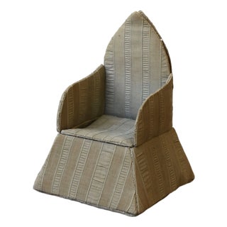 Vintage Miniature Pin Cushion Seersucker Chair With Hidden Storage, Circa 1920s-30s For Sale
