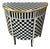 Vintage Louis XV Checkered Half Moon Side Table - Black, White & Gold For Sale