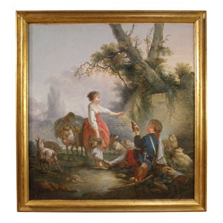 Romantic Pastoral Scene, 1770, Oil on Canvas, Framed For Sale