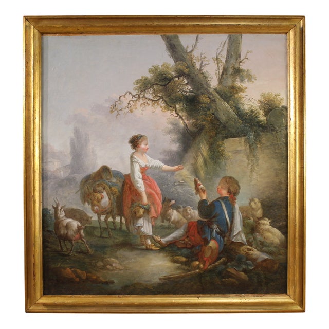 Romantic Pastoral Scene, 1770, Oil on Canvas, Framed For Sale