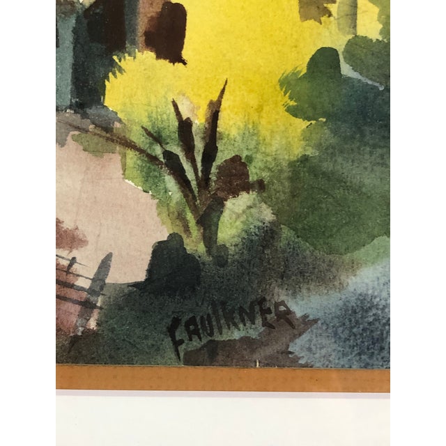 Original 1970s Abstract Village Watercolor by Anne Faulkner, Signed & Framed For Sale - Image 6 of 12