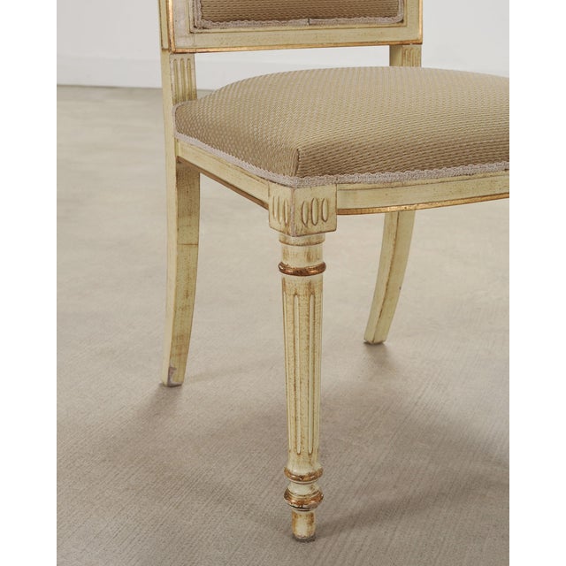 Set of Eight French Louis XVI Style Painted Dining Chairs For Sale - Image 9 of 18