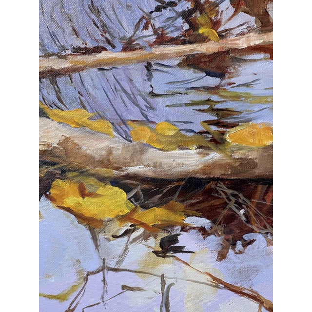Early 21st Century Sticks and Stones by Sheri Farabaugh | Oil on canvas Reflection of water with branches and leaves For Sale - Image 5 of 5