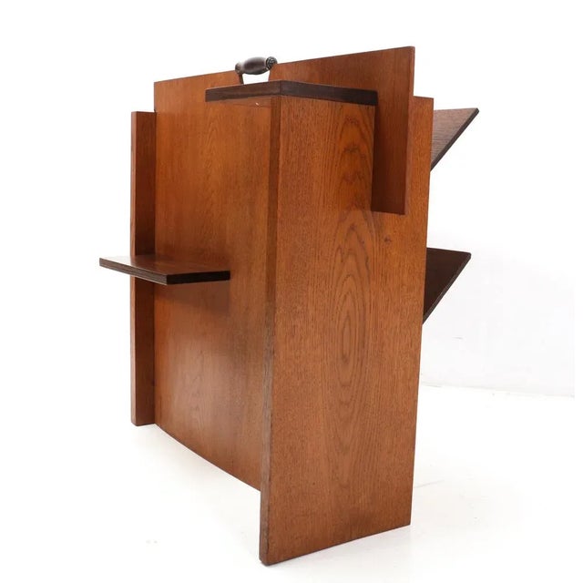 Art Deco Modernist Magazine Rack in Oak by Frits Spanjaard for L.O.V. Oosterbeek, 1920s For Sale - Image 3 of 6