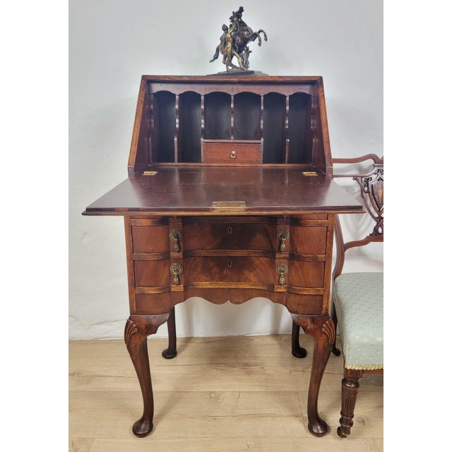 Mid-Century Modern Queen Anne Walnut Ladies Writing Desk, 1920s For Sale - Image 3 of 18