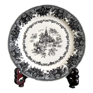 Old Britain Staffordshire Toile Black Platter Equestrian Country Theme Table Top