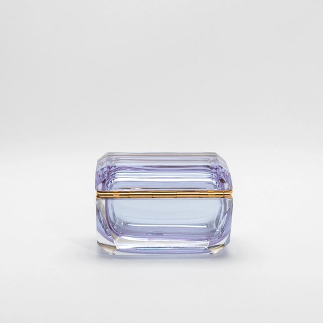 2020s Hand Blown Murano Box in Alexanderite With Edges and Brass Fittings For Sale - Image 5 of 11