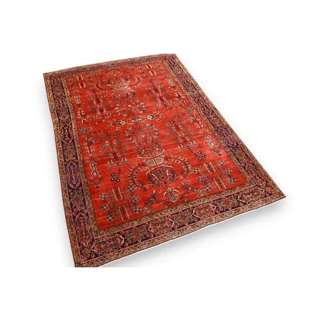 Antique rug Sarouk | Knot density: High | Pattern: Colorful leaf and flower motifs | Size: 194×131 cm | Material: High-...