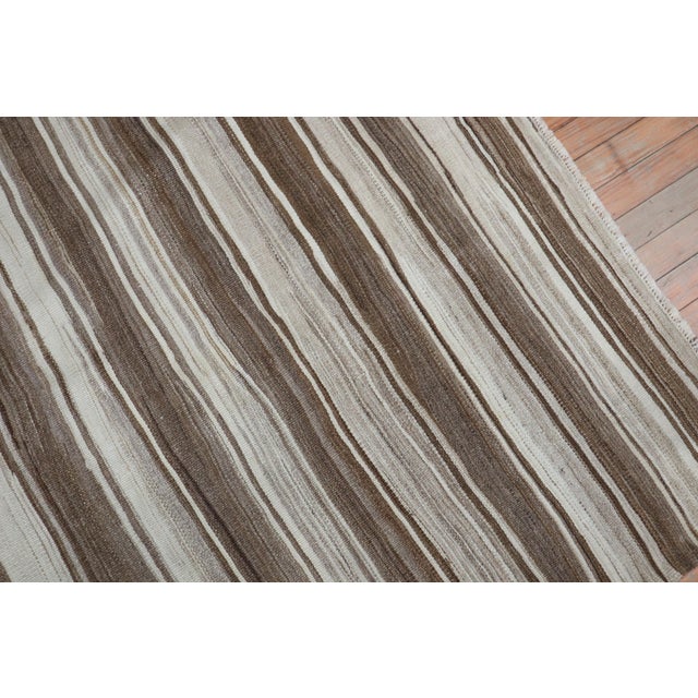 Mid-Century Modern Mid-Century Modern Neutral Square Turkish Kilim - 5' x 5'10" For Sale - Image 3 of 6
