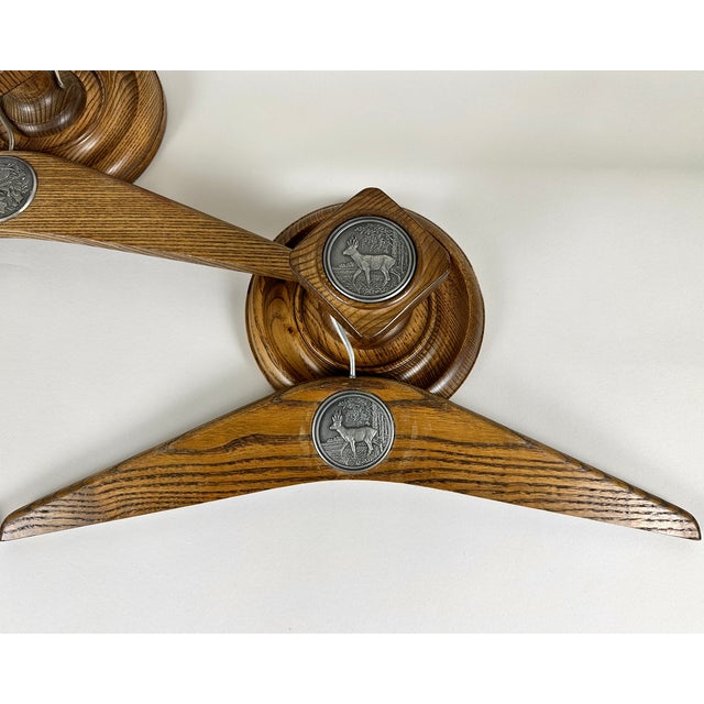 1950s Vintage German Hunting Hangers in Handcrafted Wood and Pewter, 1950s, Set of 6 For Sale - Image 5 of 8
