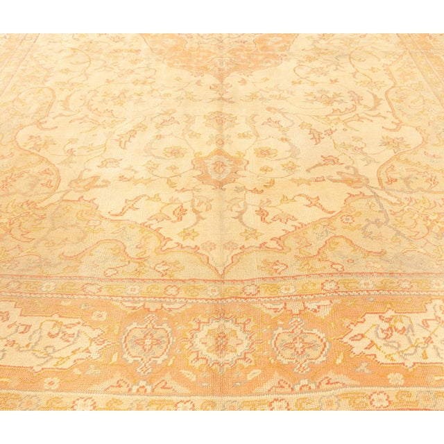 Antique Turkish Oushak Rug For Sale - Image 4 of 8