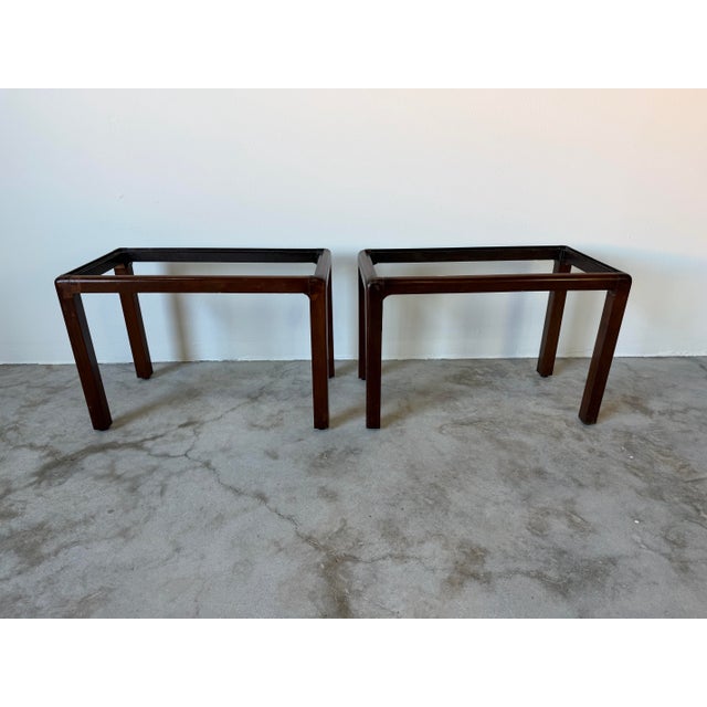 White 1960's Vintage French Mahogany and Marble Top Side Tables - A Pair For Sale - Image 8 of 12