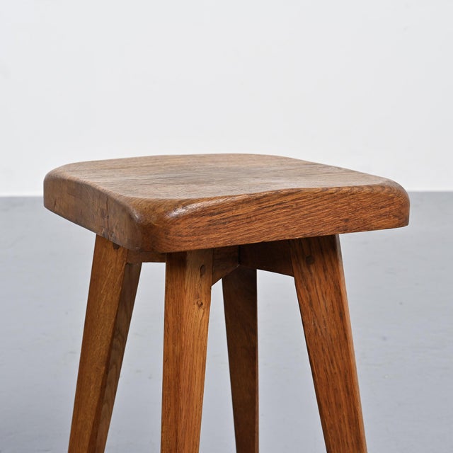 French Oak Stool, 1950s For Sale - Image 4 of 12