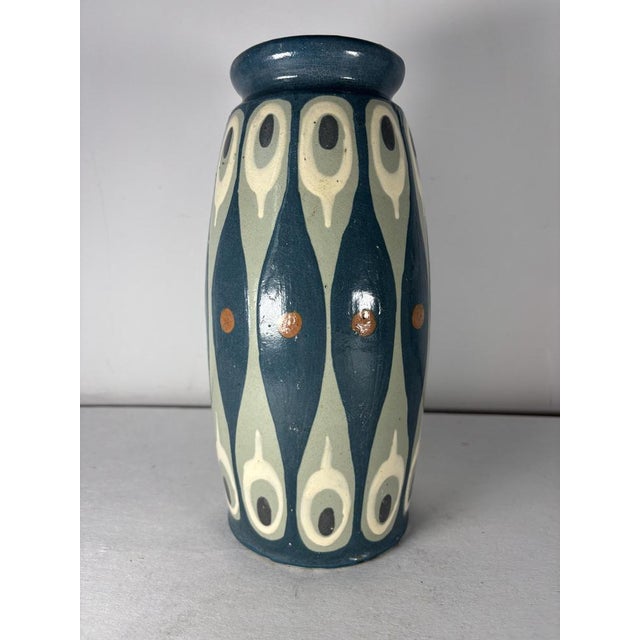 Blue Art Deco Vase by Léon Elchinger for Soufflenheim, Alsace, 1920s For Sale - Image 8 of 13
