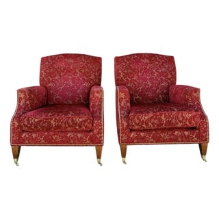 Baker Furniture Contemporary Red Velvet Lounge Chairs For Sale
