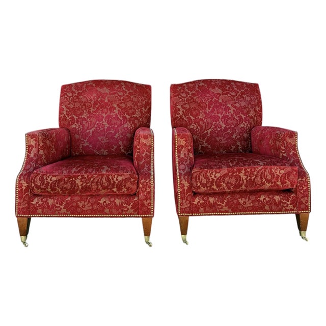 Baker Furniture Contemporary Red Velvet Lounge Chairs For Sale