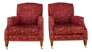 Baker Furniture Contemporary Red Velvet Lounge Chairs