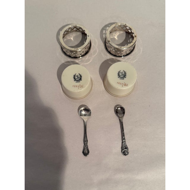 Early 20th Century Lenox Demitasse Cups in Sterling Holders With Pair of Lenox Salt Servers in Sterling Holders - 12 pcs For Sale In Miami - Image 6 of 7