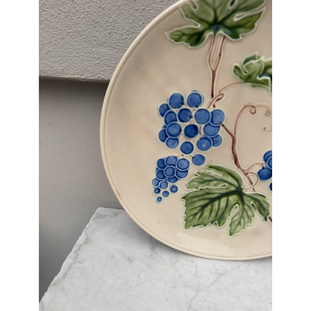 Rustic Large German Majolica Grapes Platter Circa 1920 For Sale - Image 3 of 5