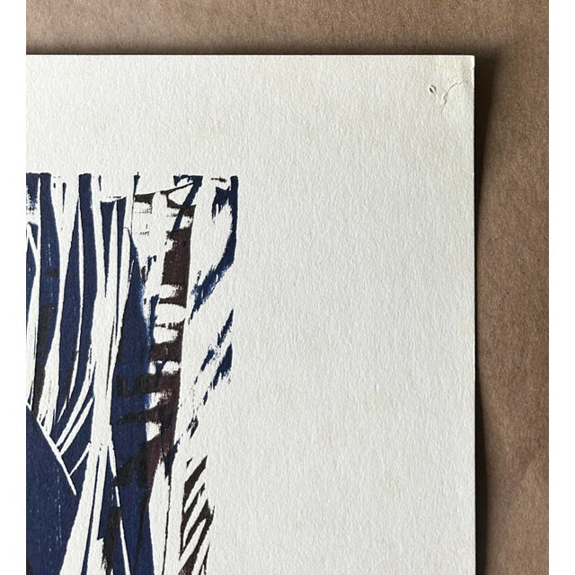 Printmaking Materials 1970’s Modernist German Woodblock Print - Signed - Maria Beine Hager - Woman in Moonlight For Sale - Image 7 of 7