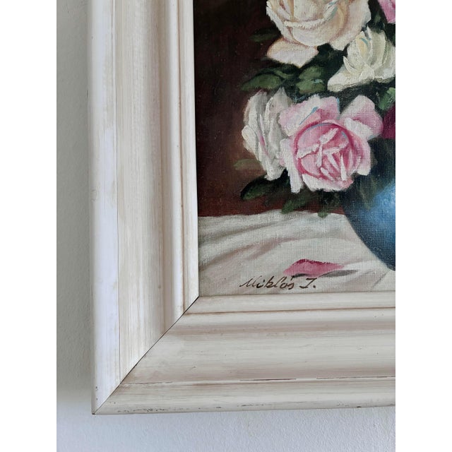 Still Life with Roses, Oil Painting, Framed For Sale - Image 5 of 12