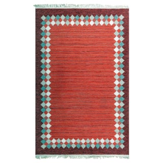 Doris Leslie Blau Midcentury Swedish Flat Woven Rug by Ingegerd Silow For Sale