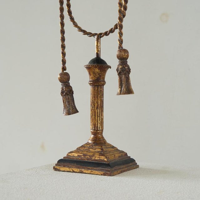 Hollywood Regency Neoclassical Rope and Tassel Candleholder, 1970s For Sale - Image 3 of 10