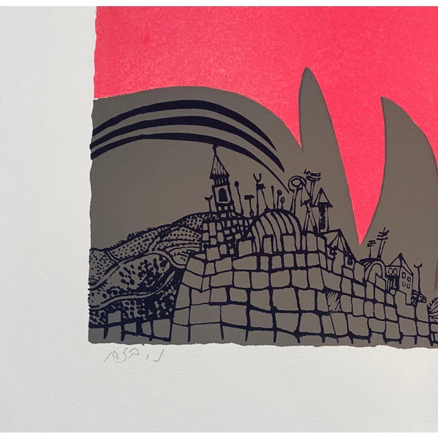 Early 20th Century Naftali Bezem, Israeli Surrealist Judaica Abstract Lithograph Naftali Bezem For Sale - Image 5 of 7