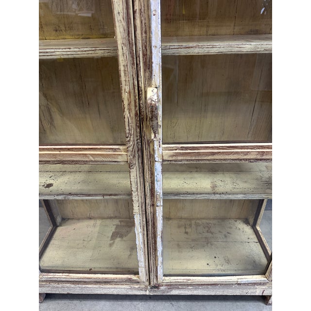 Rustic 1970s Distressed Wood Glass Front Display Cabinet For Sale - Image 3 of 6