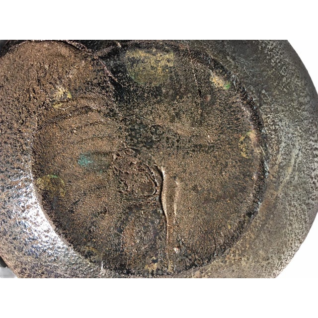 Black Vintage Metallic Black Iridescent Toned Italian Textured Glass Vase For Sale - Image 8 of 9