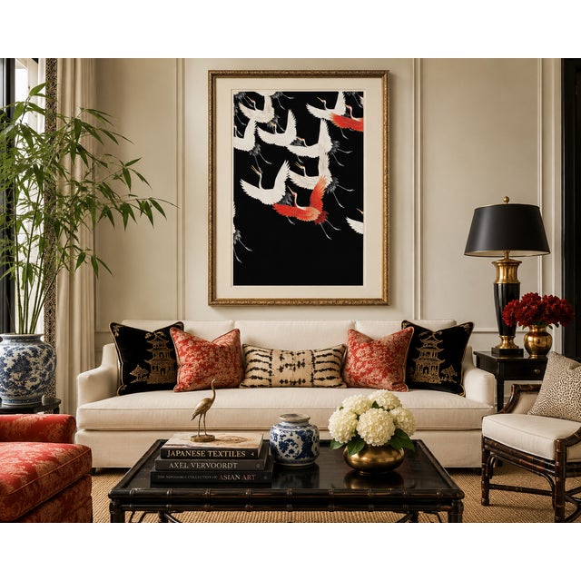 Paper Flying Cranes, Vintage Art Print Reproduction, 32" X 48" For Sale - Image 7 of 8
