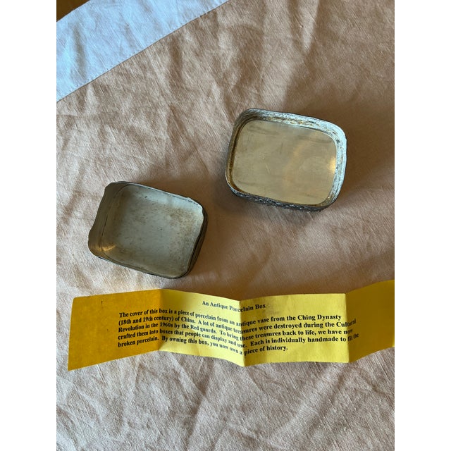 1960s Vintage Chinese Porcelain Shard Box, Silver Box With Porcelain ...