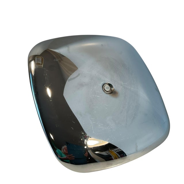 Chrome Mid 20th Century Chrome Snack Serving Tray With Handle Mid Century For Sale - Image 8 of 11